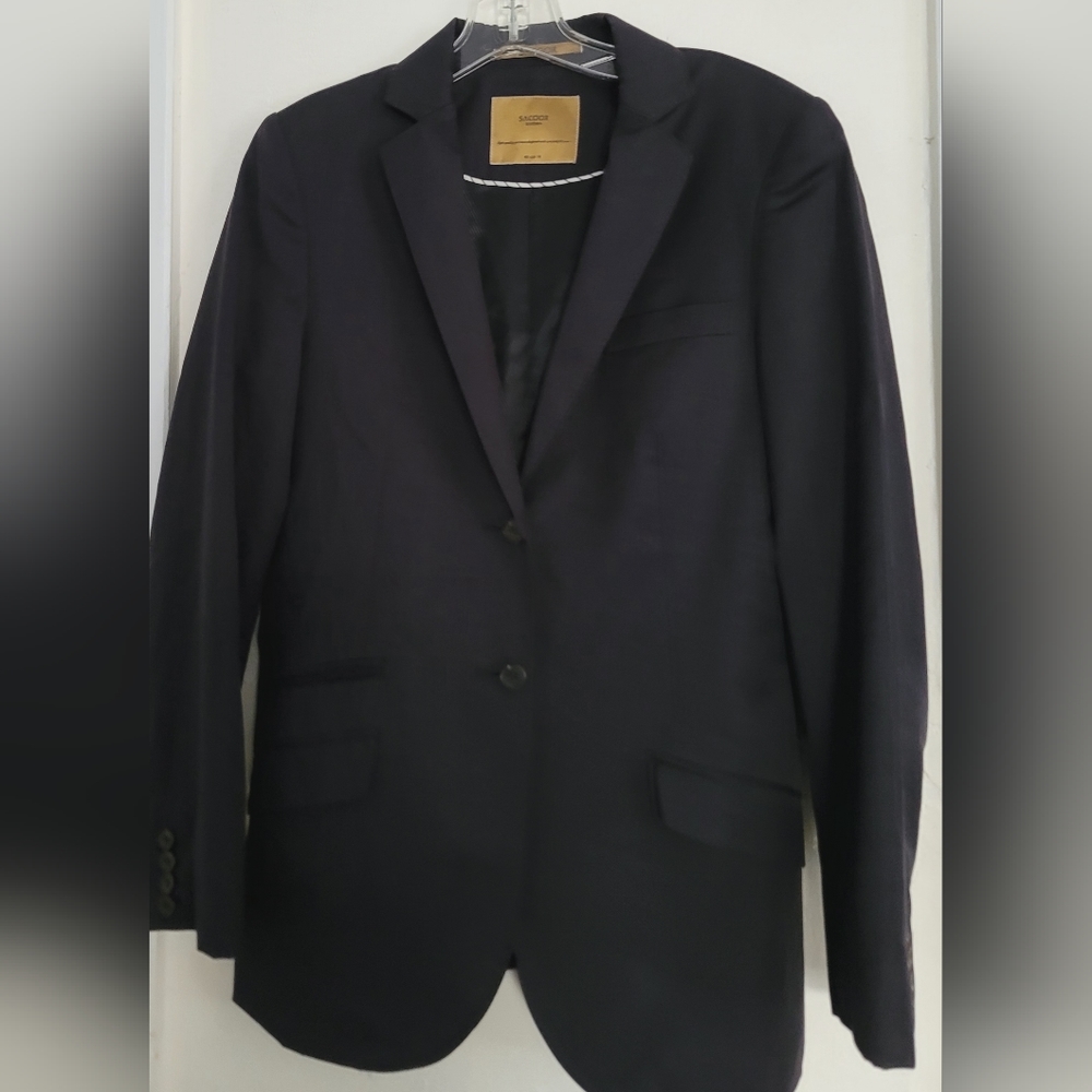 Sacoor Brothers Blazer Black 4 Seasons Wool Tailored  Womens 40/6 US Double Vent